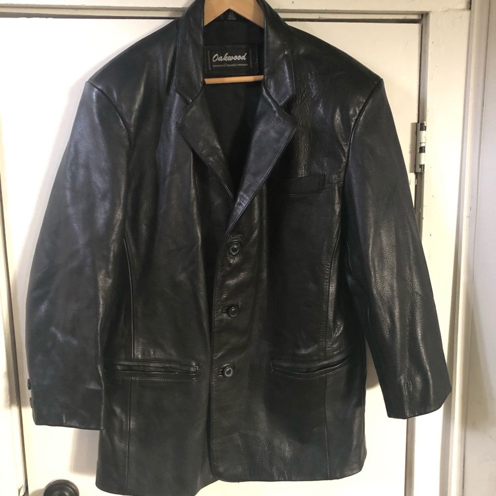 Oakwood Men’s Black Leather blazer. Size L.